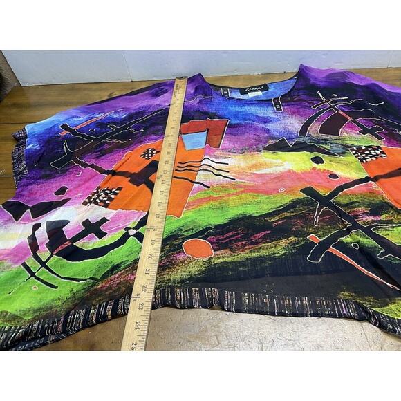Dilemma By DunShroff Silk Art to Wear Hand Painted Poncho Top OS Silk - Picture 13 of 16